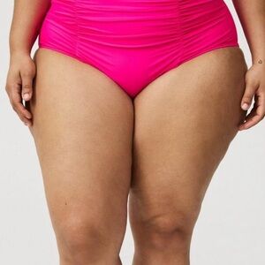 Torrid 1x High rise ruched Hot Pink glo Bikini Bottom